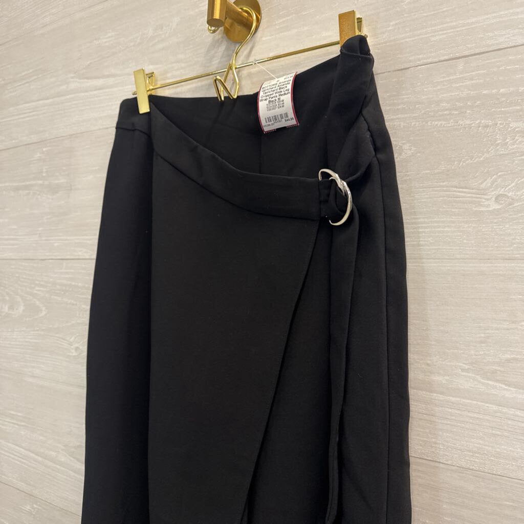 Amanda Uprichard Black Cropped Wide Leg Wrap Pants Medium