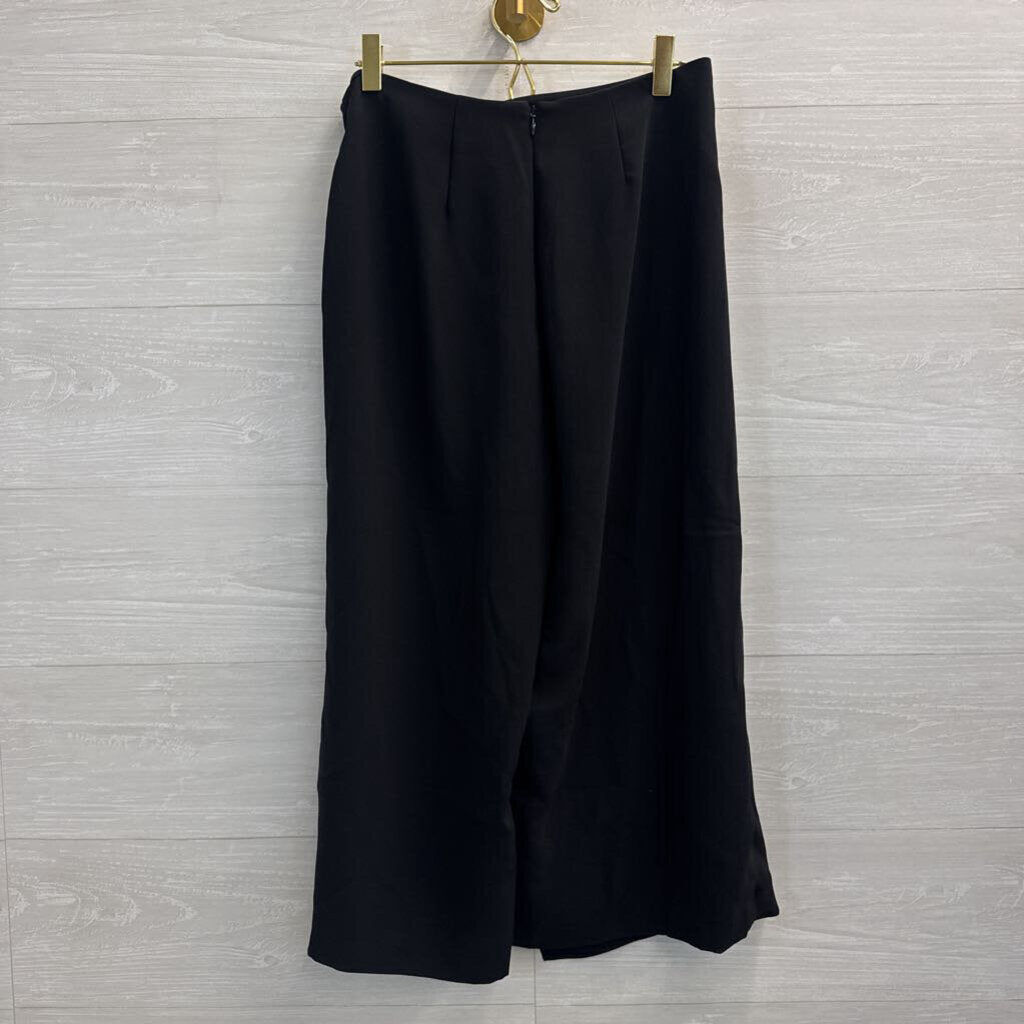 Amanda Uprichard Black Cropped Wide Leg Wrap Pants Medium