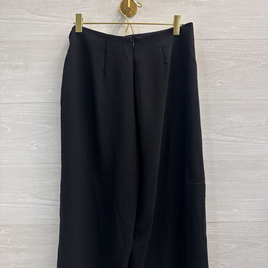 Amanda Uprichard Black Cropped Wide Leg Wrap Pants Medium