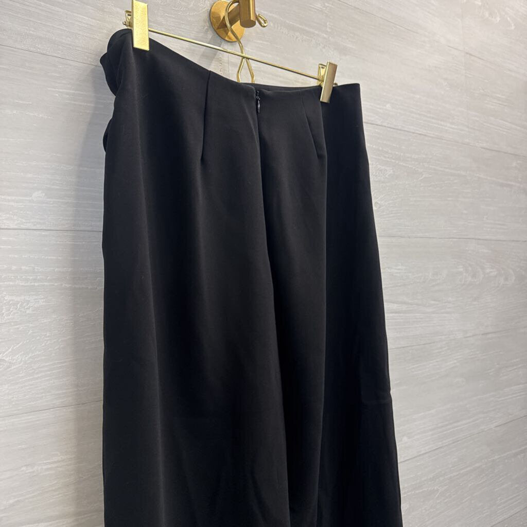 Amanda Uprichard Black Cropped Wide Leg Wrap Pants Medium