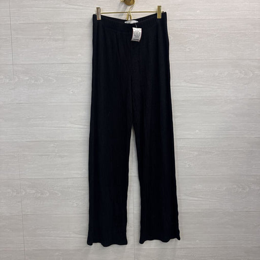 Reformation Jeans Black Ribbed Wide Leg Pull On Pants Medium