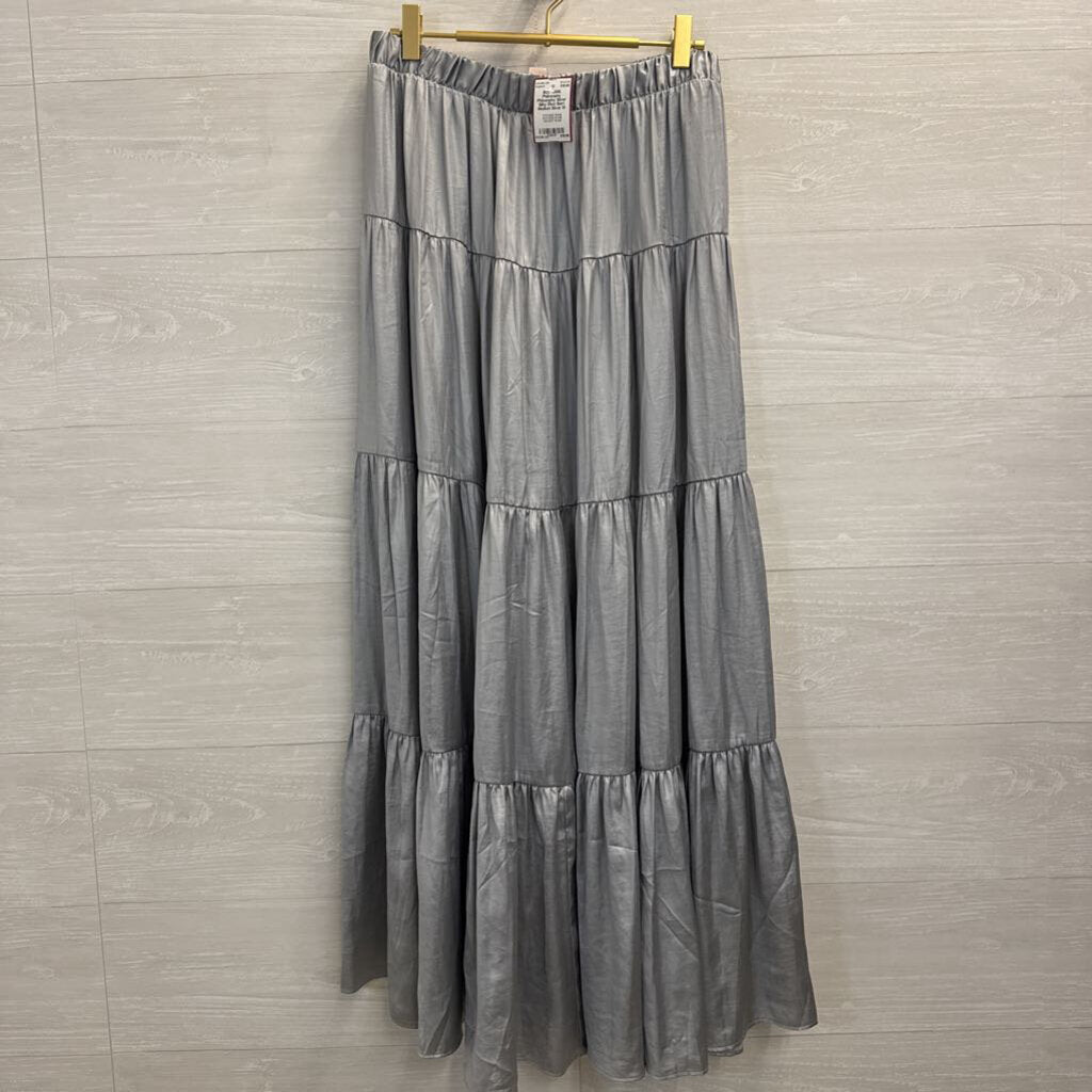 Philosophy Silver Silky Maxi Skirt Medium
