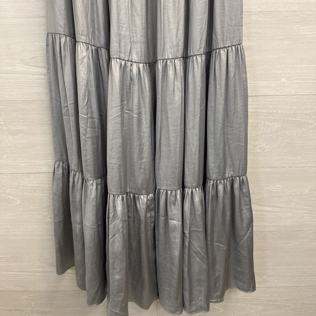 Philosophy Silver Silky Maxi Skirt Medium