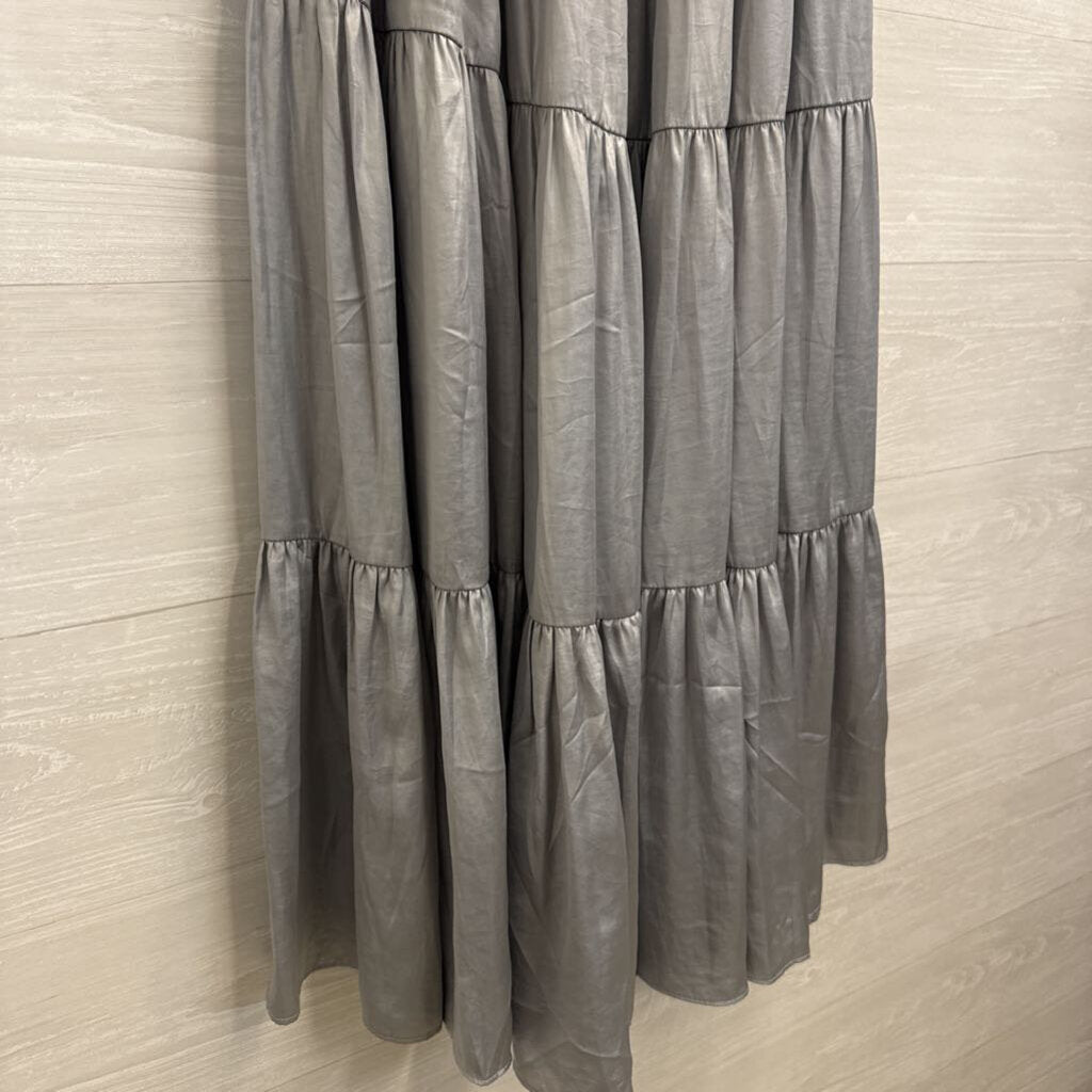Philosophy Silver Silky Maxi Skirt Medium