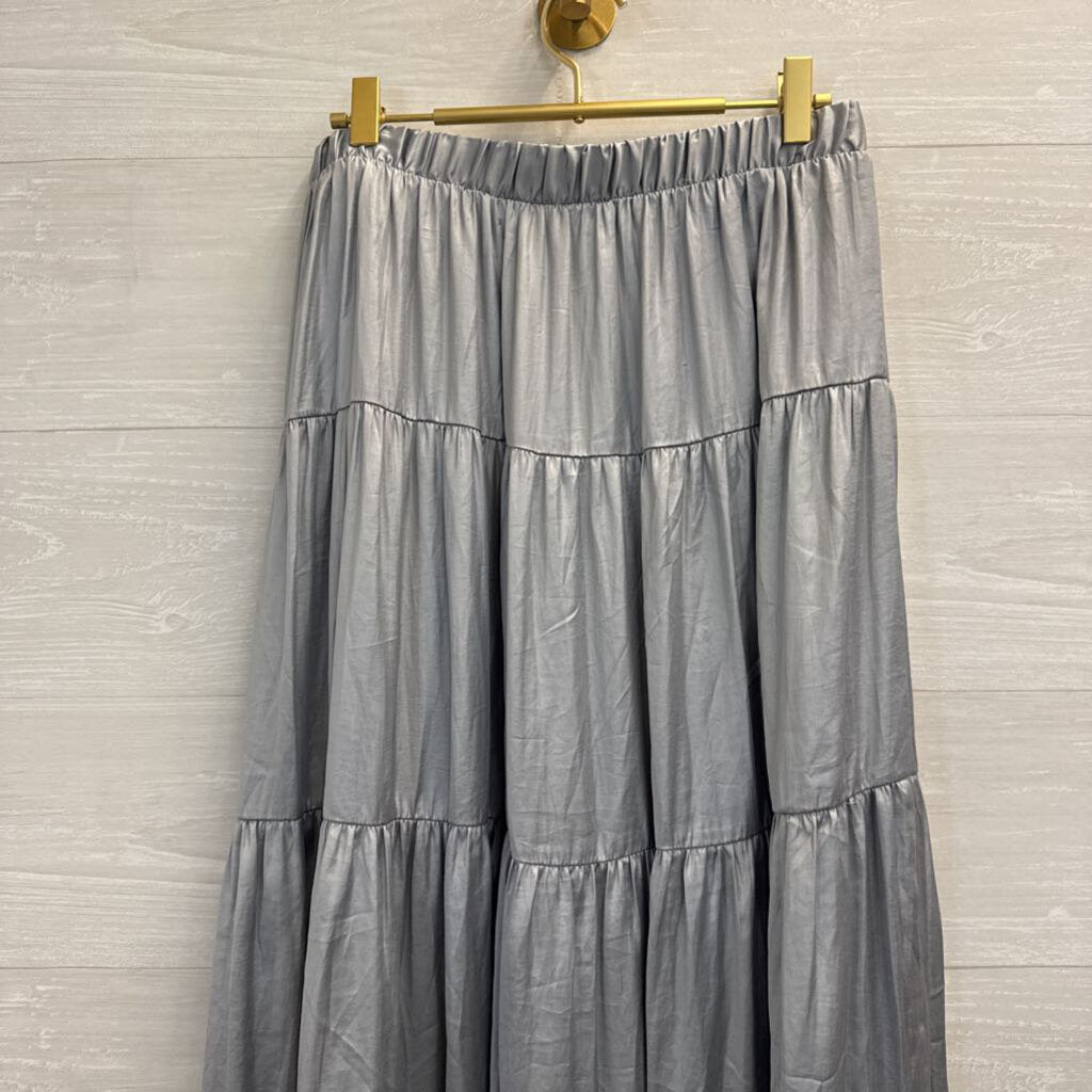 Philosophy Silver Silky Maxi Skirt Medium
