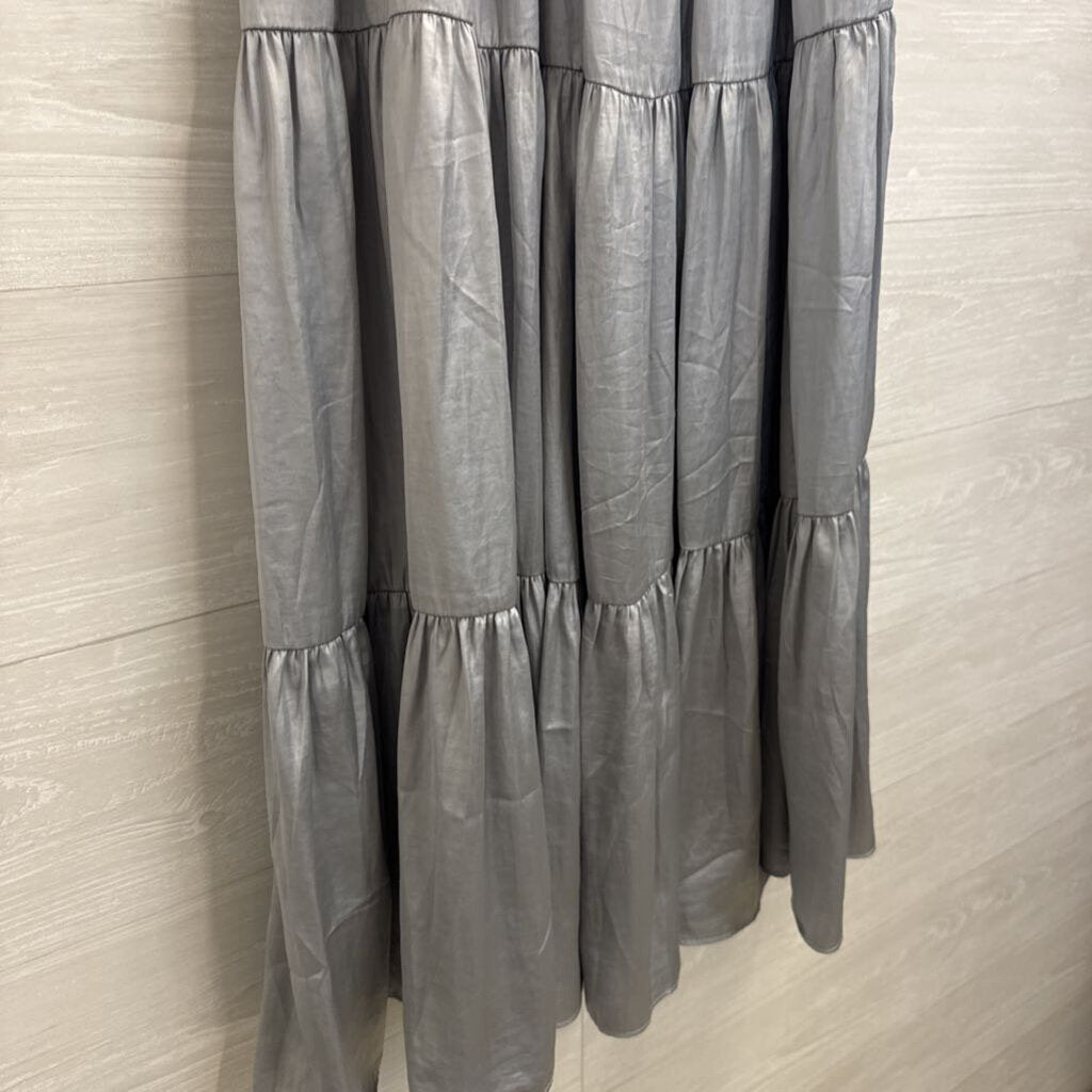 Philosophy Silver Silky Maxi Skirt Medium