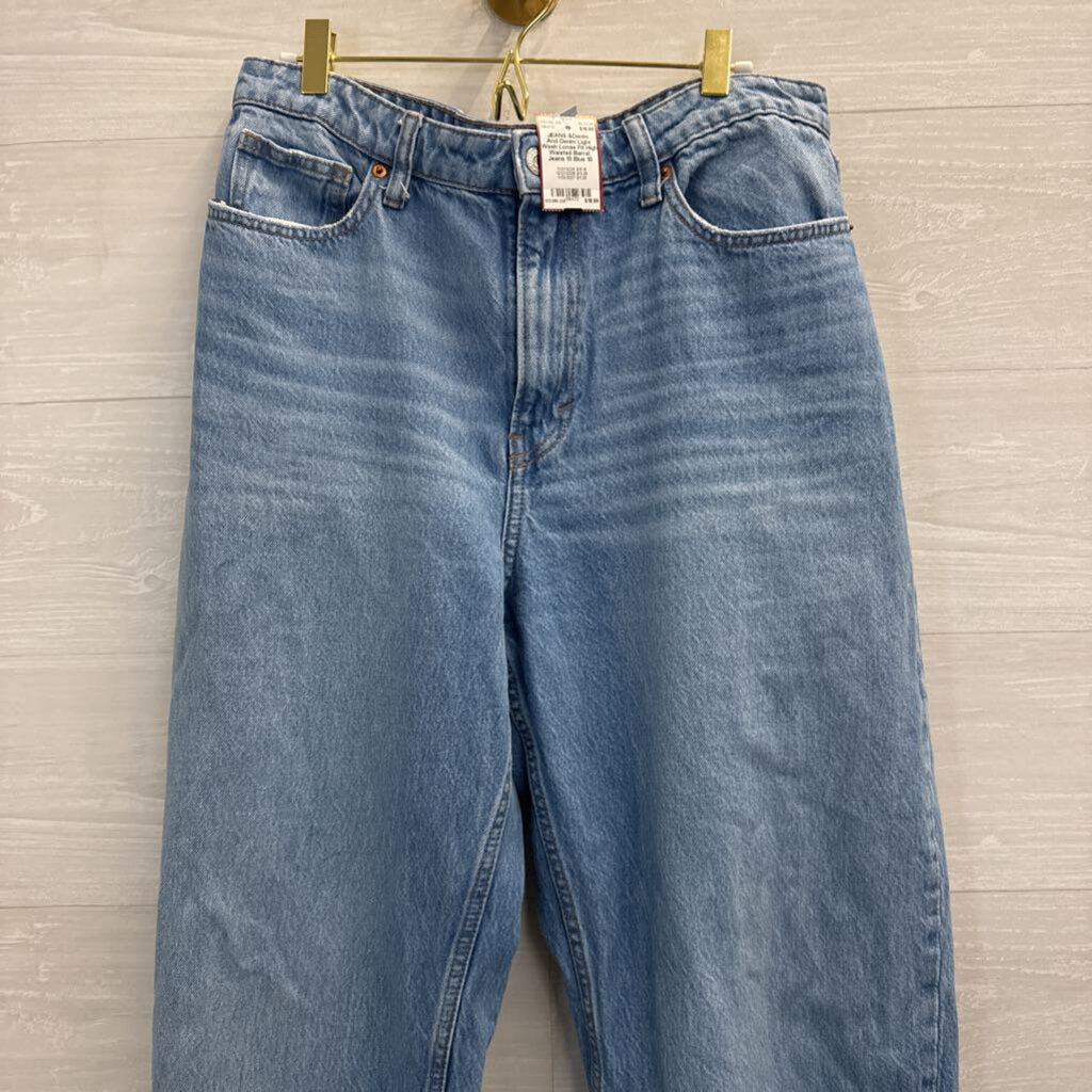 And Denim Light Wash Loose Fit High Waisted Barrel Jeans 10