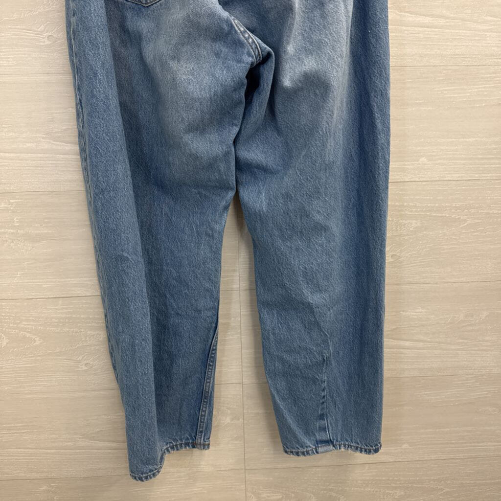 And Denim Light Wash Loose Fit High Waisted Barrel Jeans 10