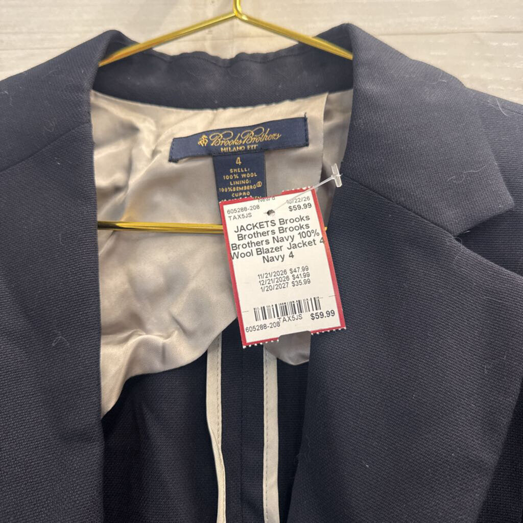 Brooks Brothers Navy 100% Wool Blazer Jacket 4