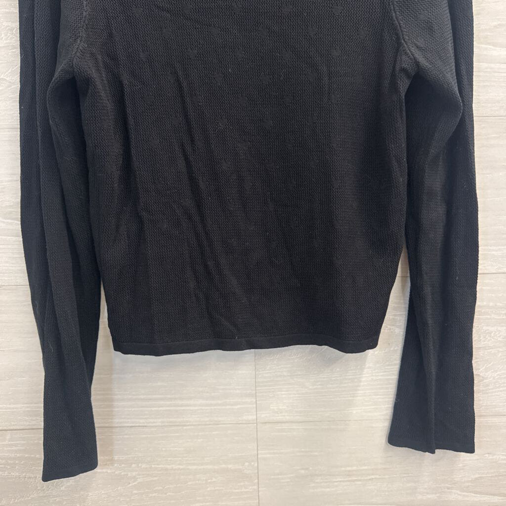 Z Supply Black Knit Heart Detail Long Sleeve Top Large