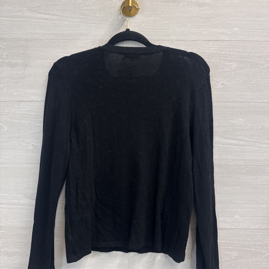 Z Supply Black Knit Heart Detail Long Sleeve Top Large