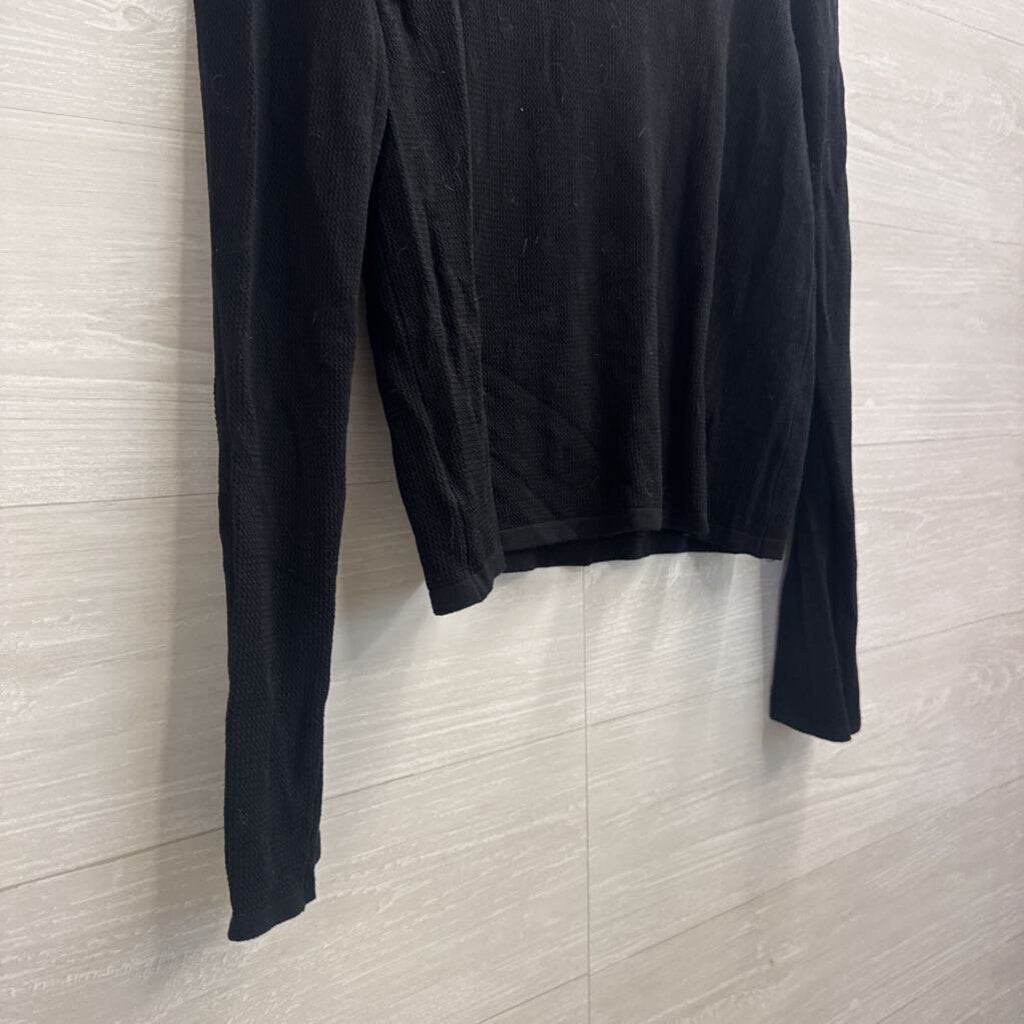 Z Supply Black Knit Heart Detail Long Sleeve Top Large