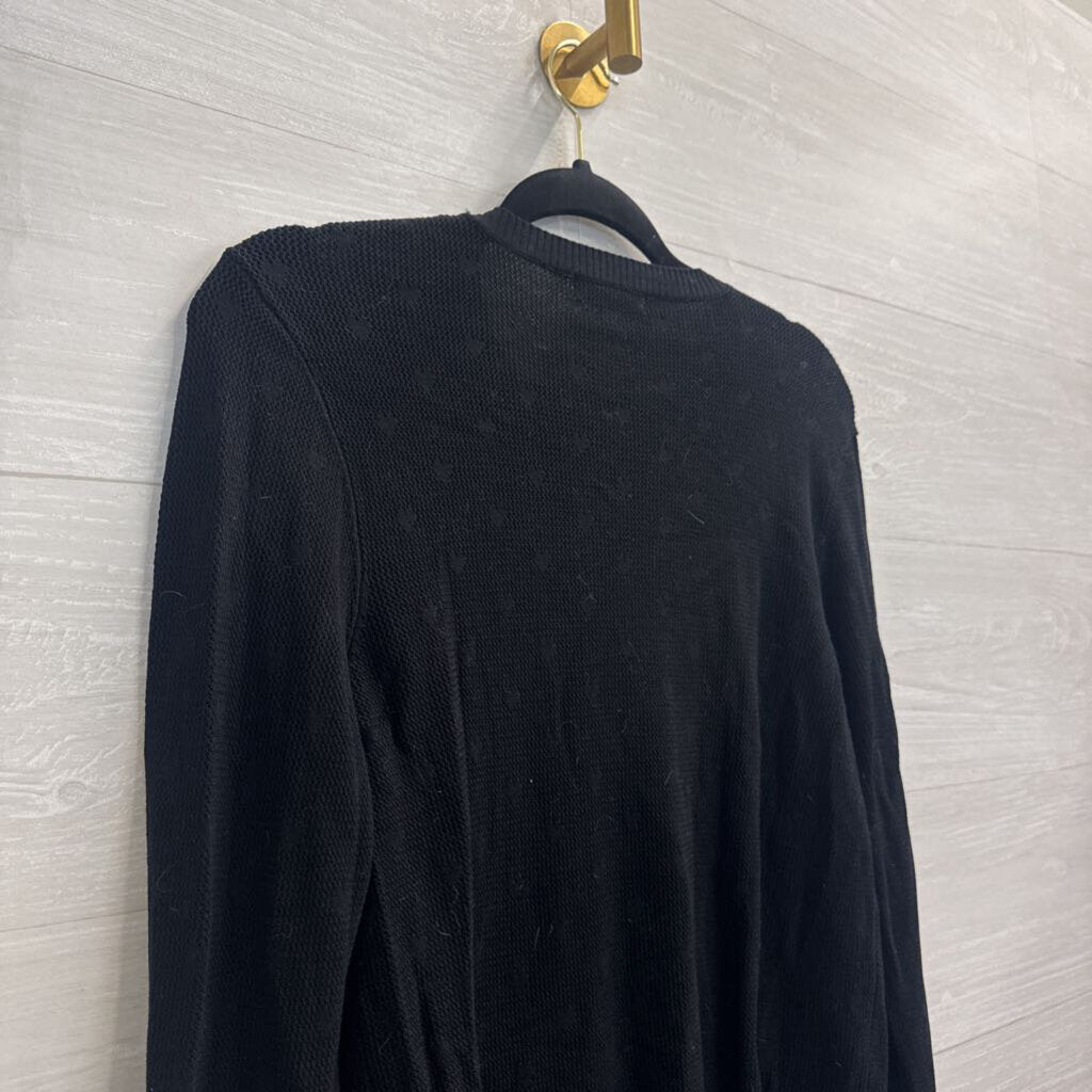 Z Supply Black Knit Heart Detail Long Sleeve Top Large