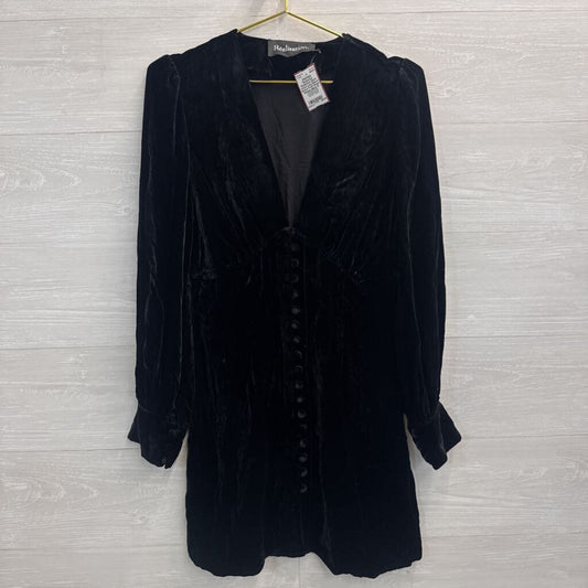 Realisation Black Velvet Long Sleeve Button Front Dress Medium