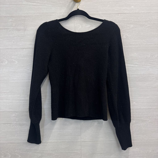 Reformation Black Ribbed Knit Long Sleeve Top Medium