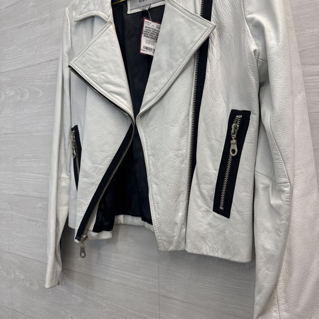 Wilsons Leather White 100% Leather Moto Jacket Medium