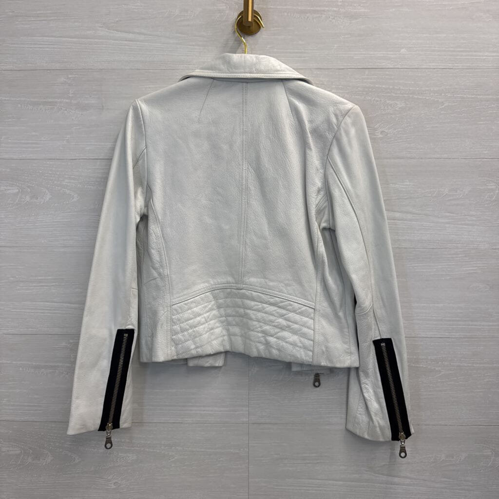 Wilsons Leather White 100% Leather Moto Jacket Medium