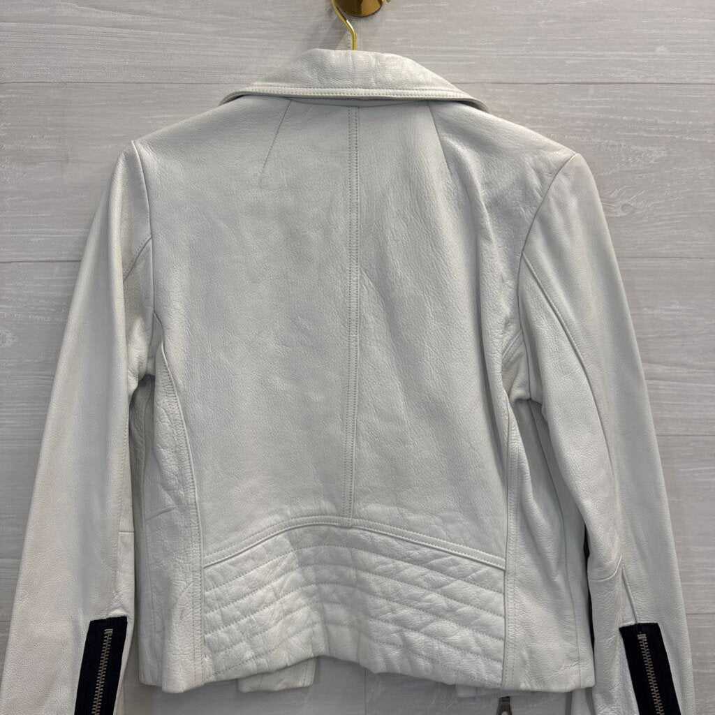 Wilsons Leather White 100% Leather Moto Jacket Medium