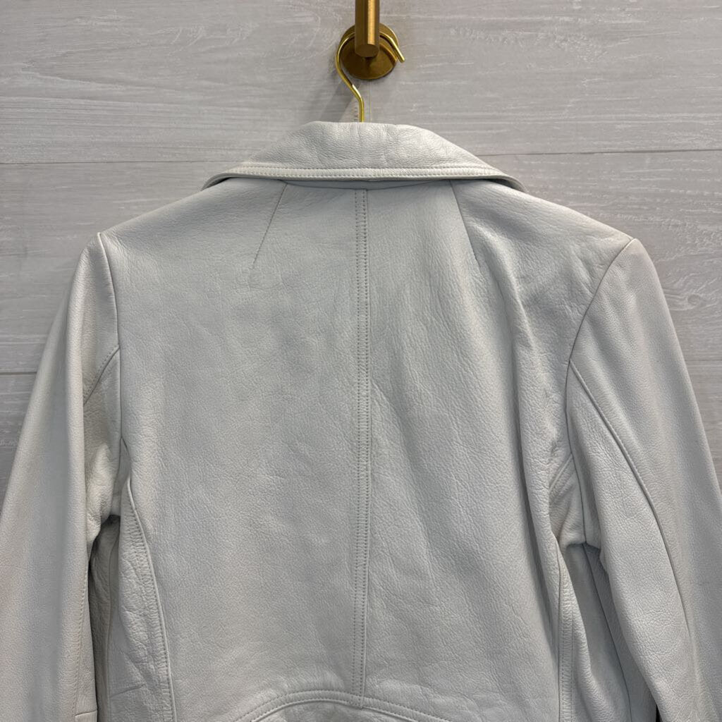 Wilsons Leather White 100% Leather Moto Jacket Medium
