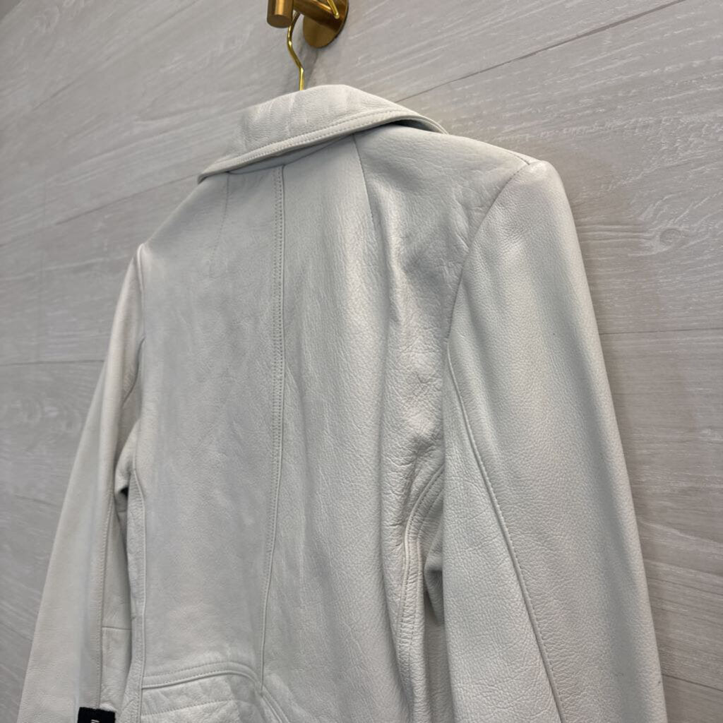 Wilsons Leather White 100% Leather Moto Jacket Medium