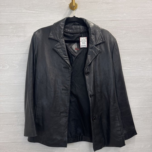Tibor Leathers Black Button Front Leather Jacket Medium