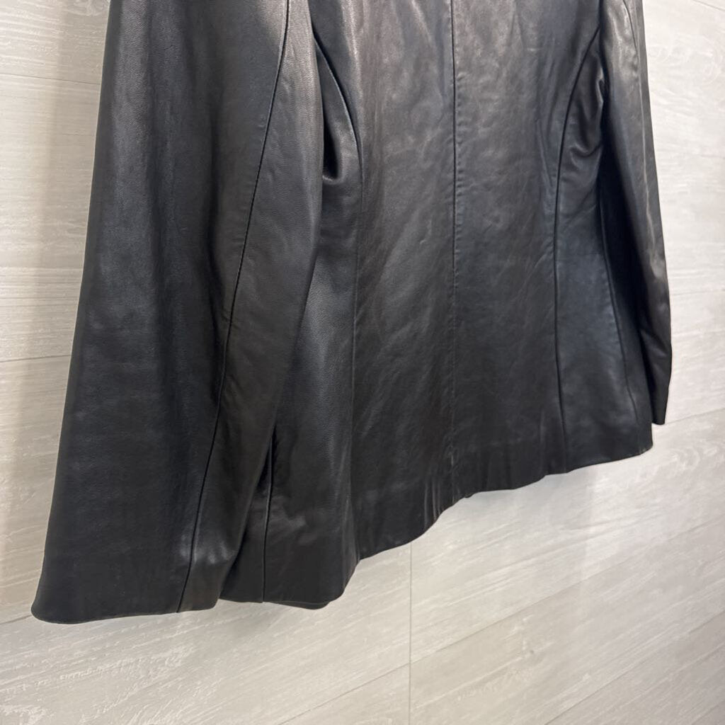 Tibor Leathers Black Button Front Leather Jacket Medium