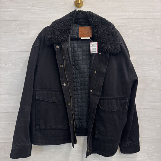 Levi Black Denim Sherpa Collar Jacket Medium