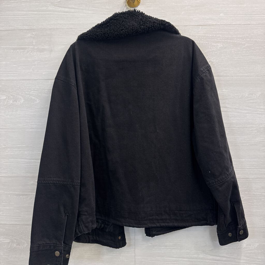 Levi Black Denim Sherpa Collar Jacket Medium