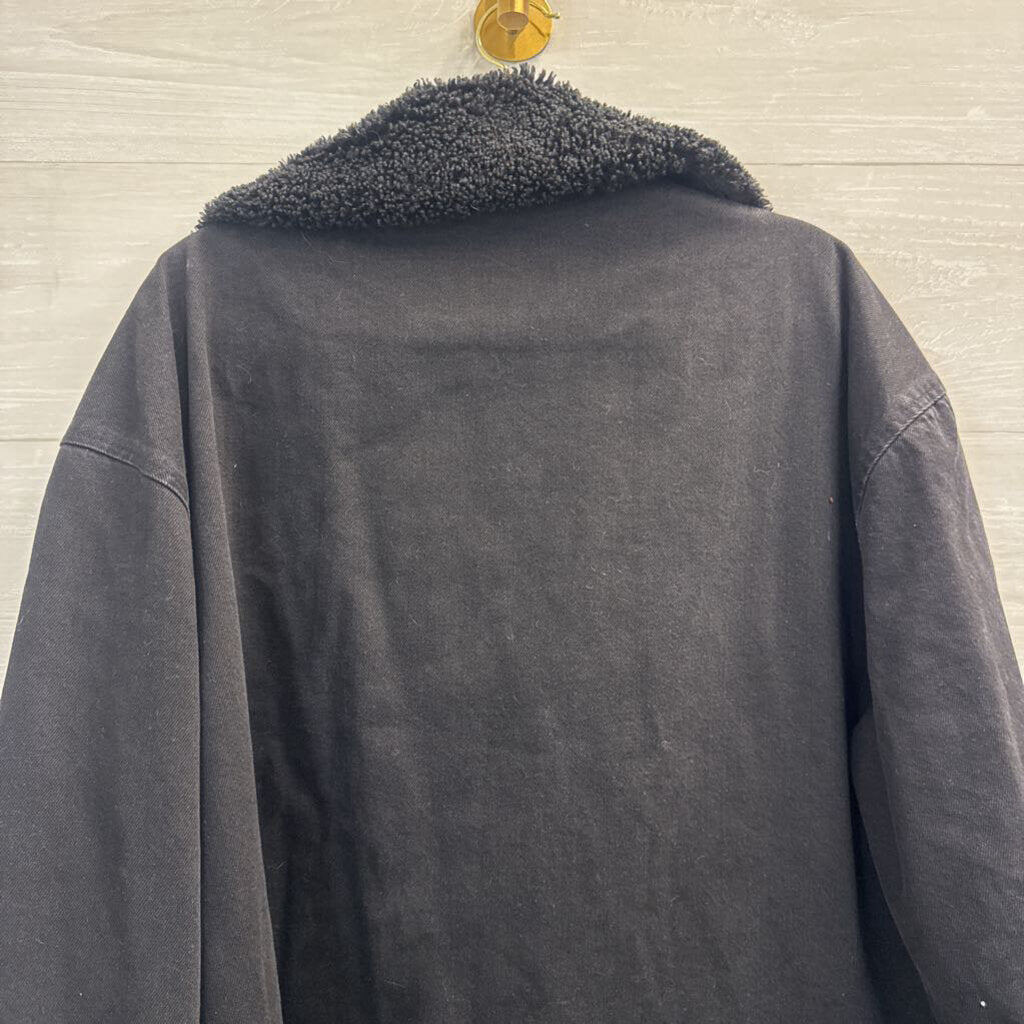 Levi Black Denim Sherpa Collar Jacket Medium