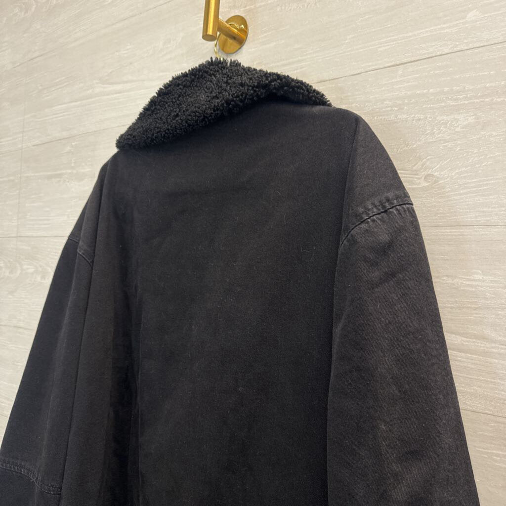 Levi Black Denim Sherpa Collar Jacket Medium
