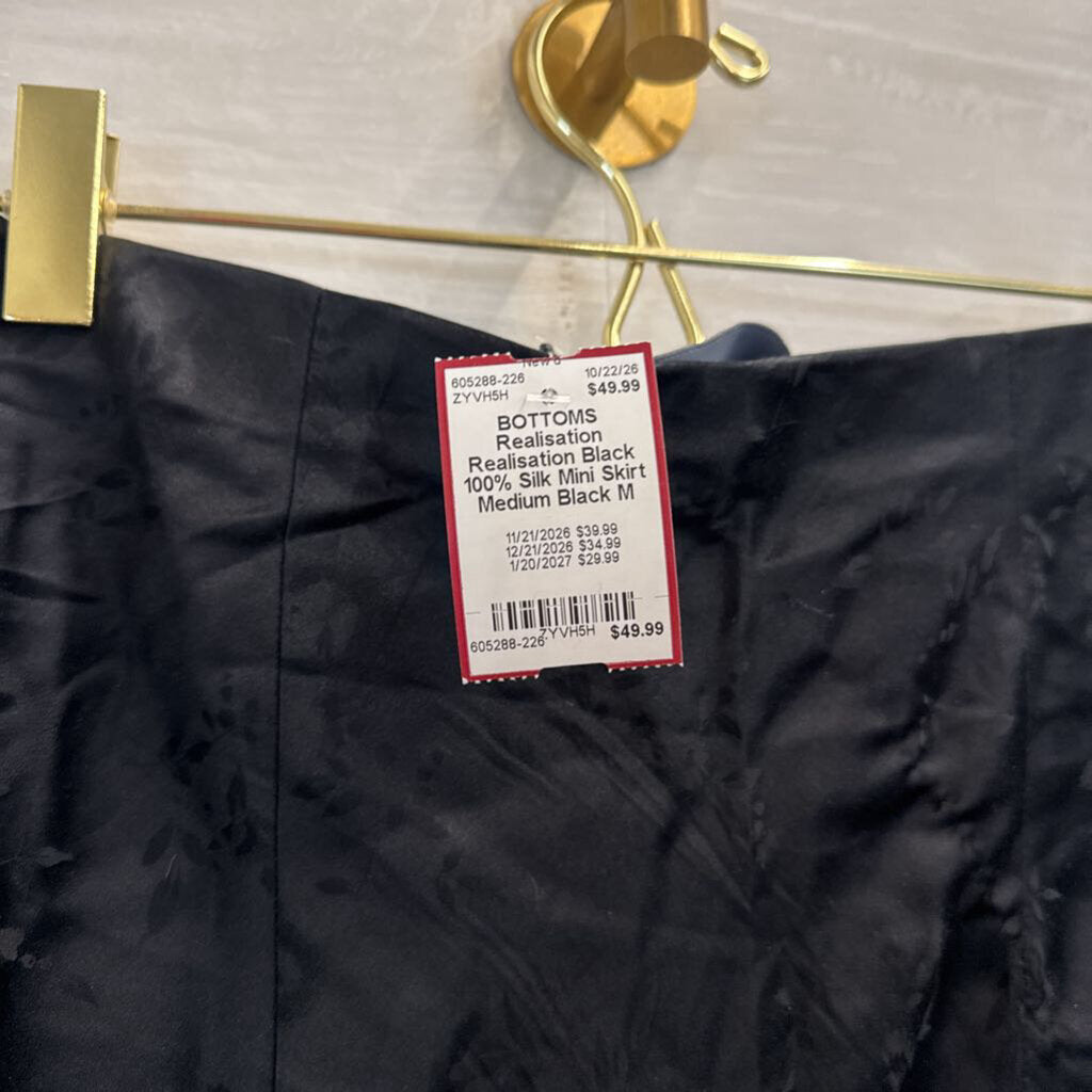 Realisation Black 100% Silk Mini Skirt Medium
