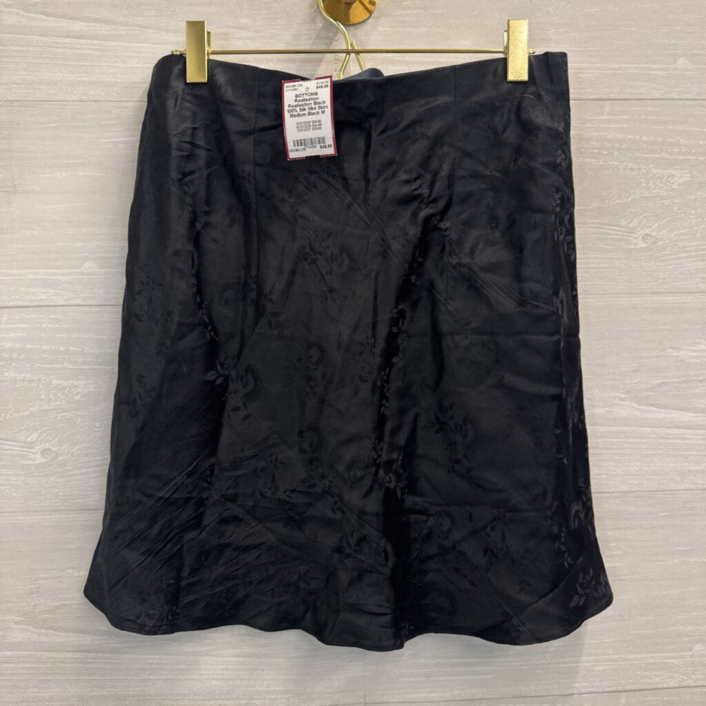 Realisation Black 100% Silk Mini Skirt Medium