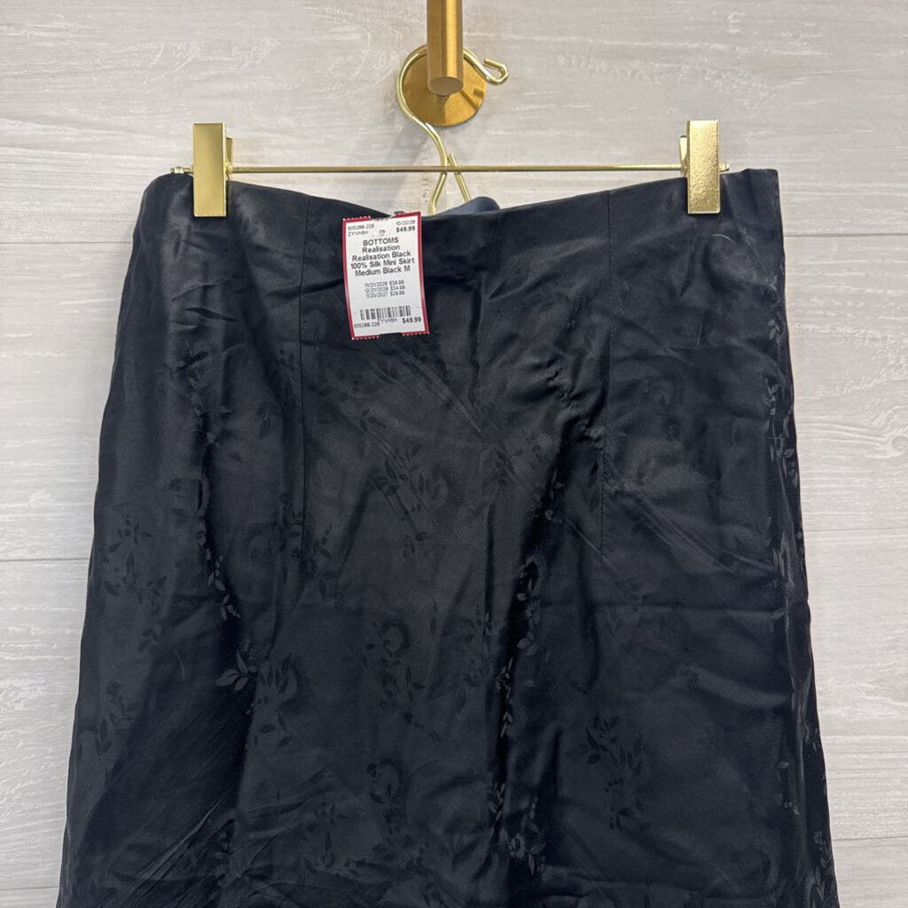 Realisation Black 100% Silk Mini Skirt Medium