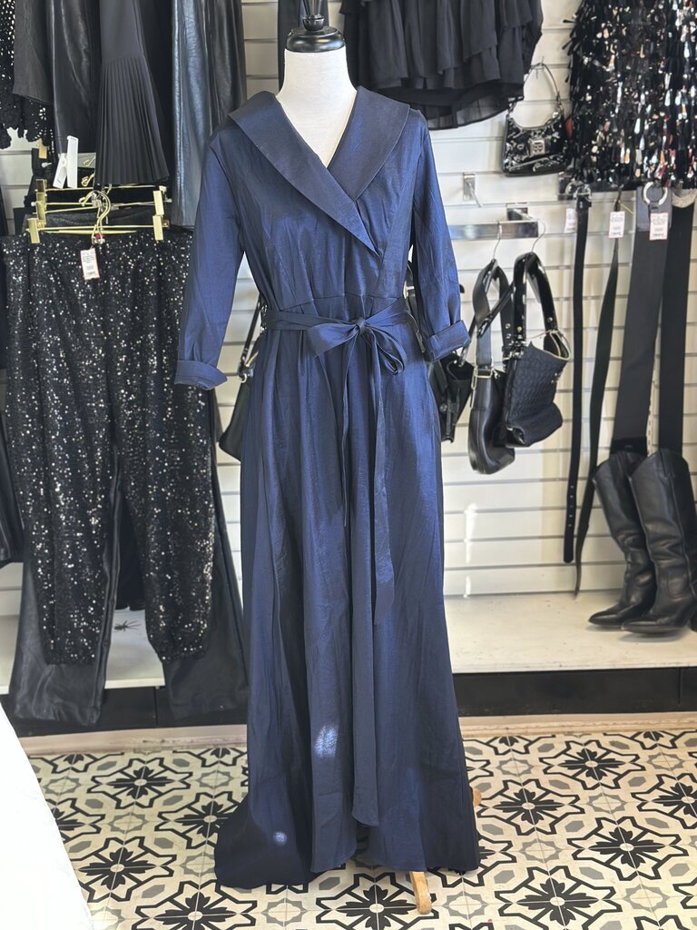 MSGLAMOR Navy Long Sleeve Long Formal Dress Large
