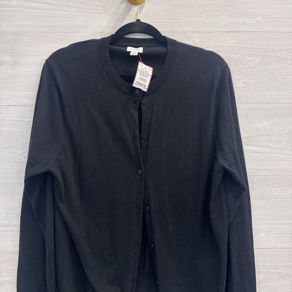 J Crew Black Lightweight Cardigan Sweater Extra Large