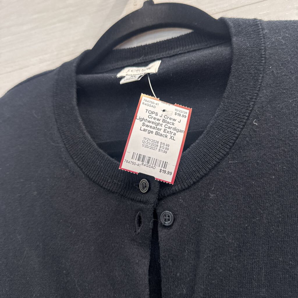 J Crew Black Lightweight Cardigan Sweater Extra Large