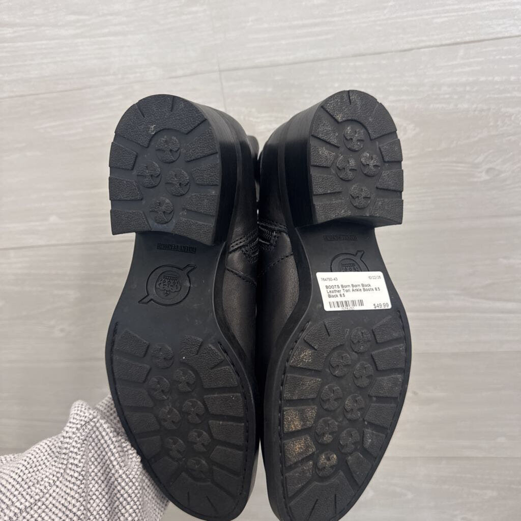 Born Black Leather Tori Ankle Boots 8.5