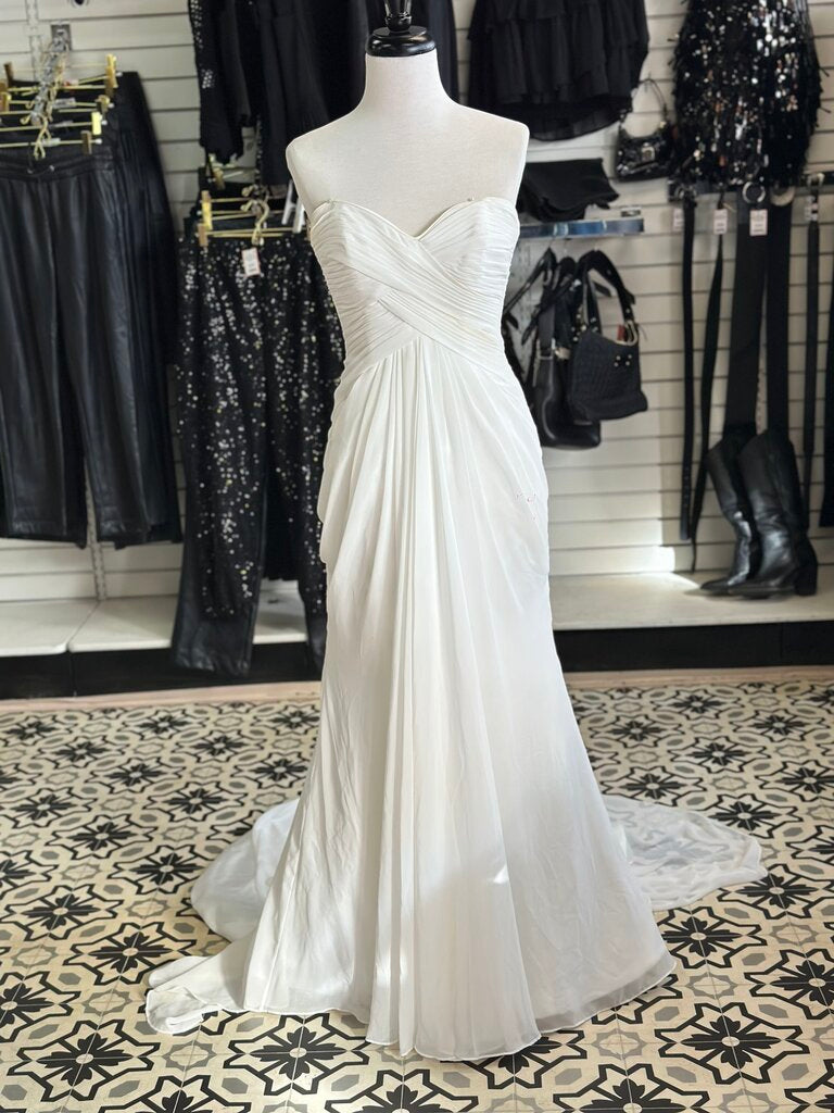 Maggie Sottero Ivory Strapless Ruched Lace Up Back Bridal Gown 6
