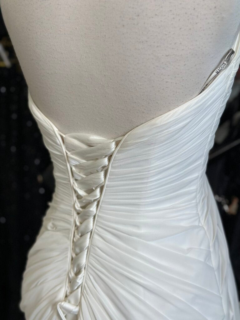 Maggie Sottero Ivory Strapless Ruched Lace Up Back Bridal Gown 6
