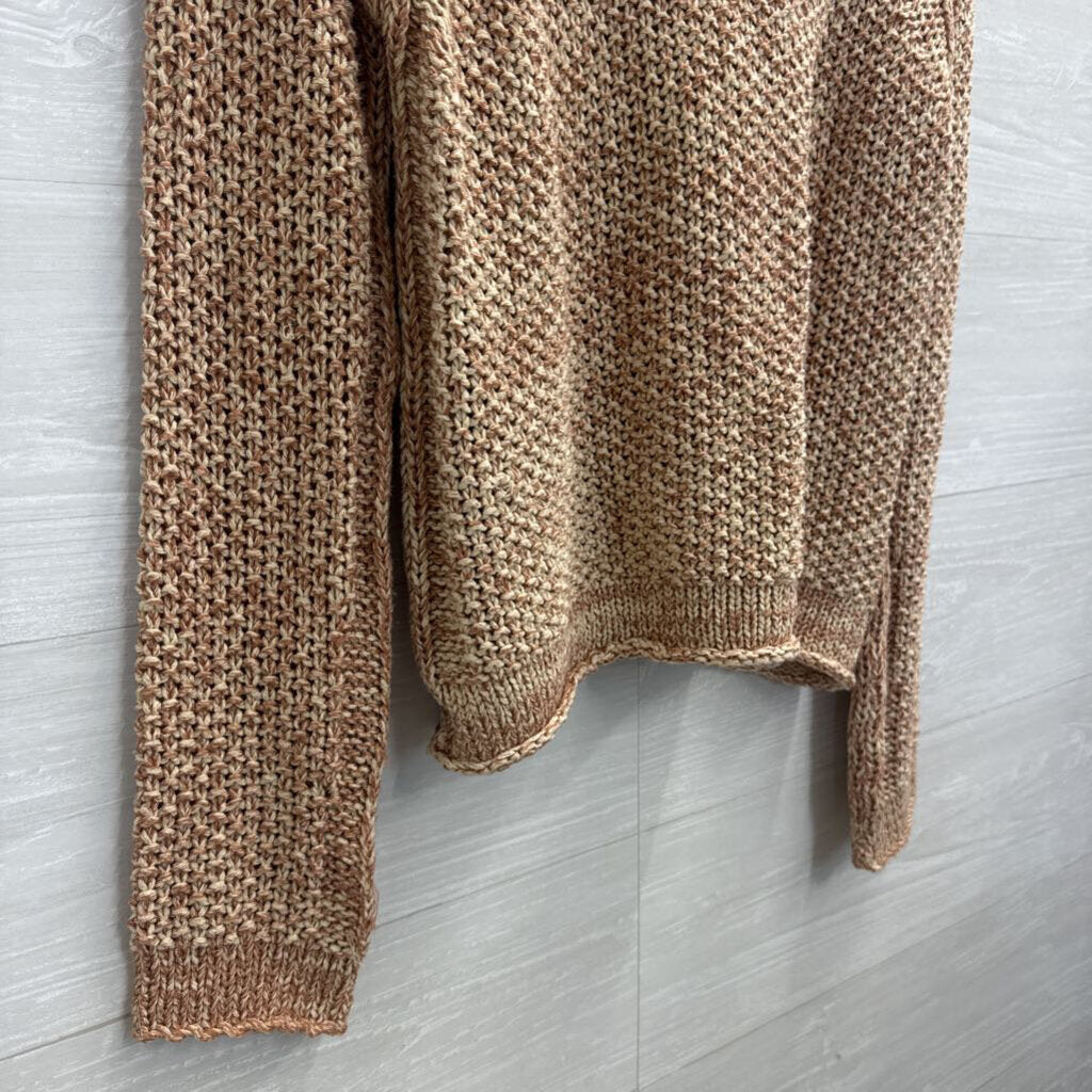Free People Pink/ Cream Knit Slouchy Cropped Sweater Small