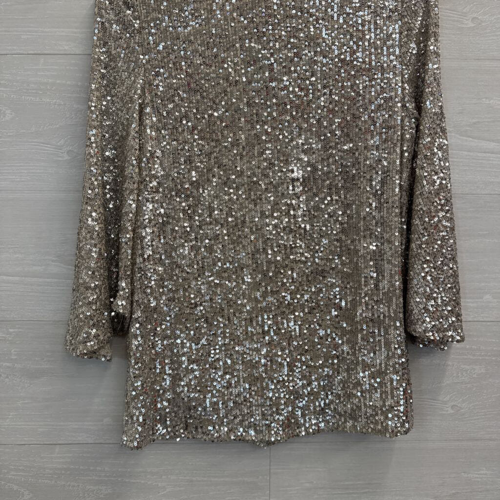 Cable and Gauge Gold/ Silver Sequin Long Sleeve Top Small