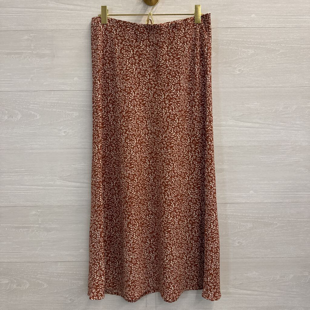 Becool Brown/ White Print Midi Skirt Small