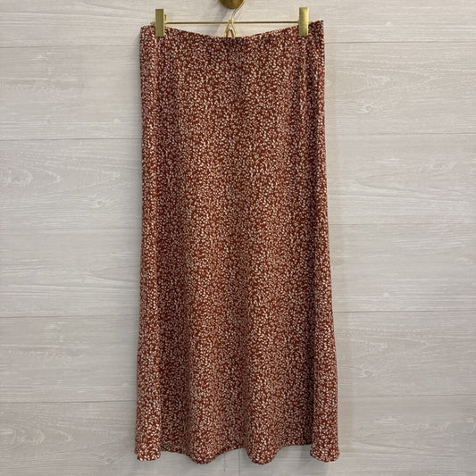 Becool Brown/ White Print Midi Skirt Small