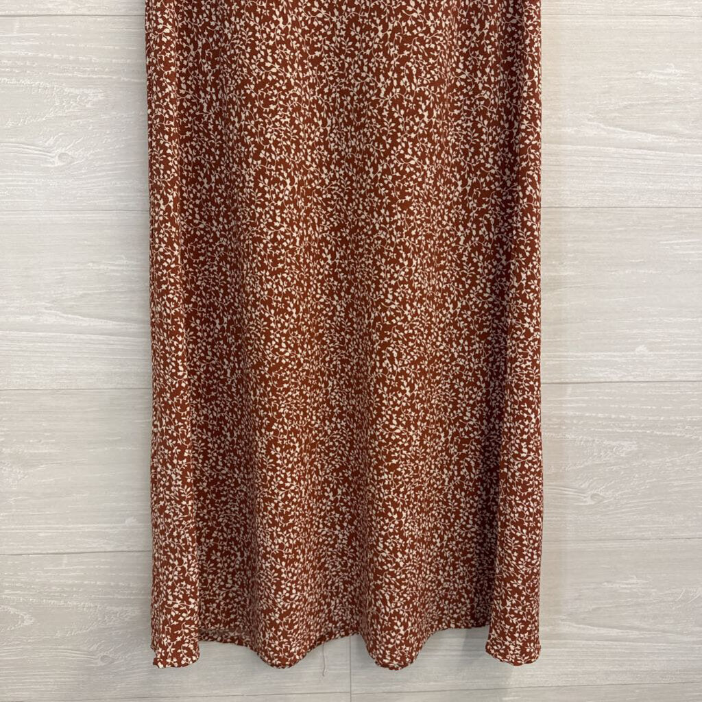 Becool Brown/ White Print Midi Skirt Small