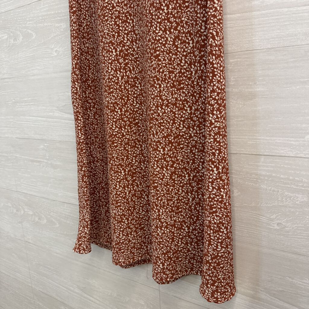 Becool Brown/ White Print Midi Skirt Small
