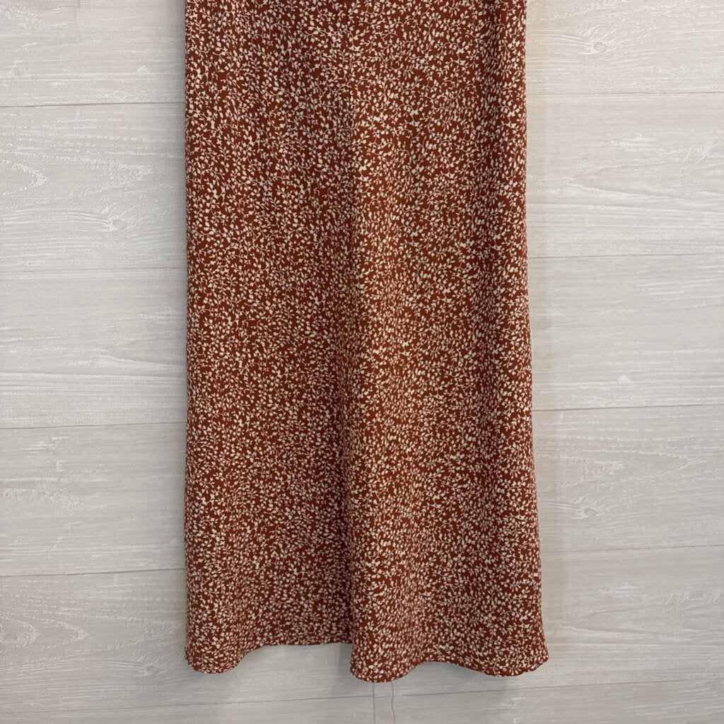 Becool Brown/ White Print Midi Skirt Small