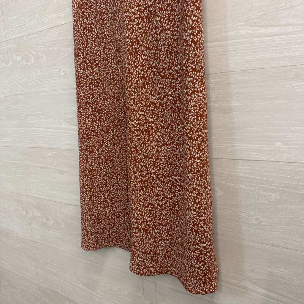 Becool Brown/ White Print Midi Skirt Small