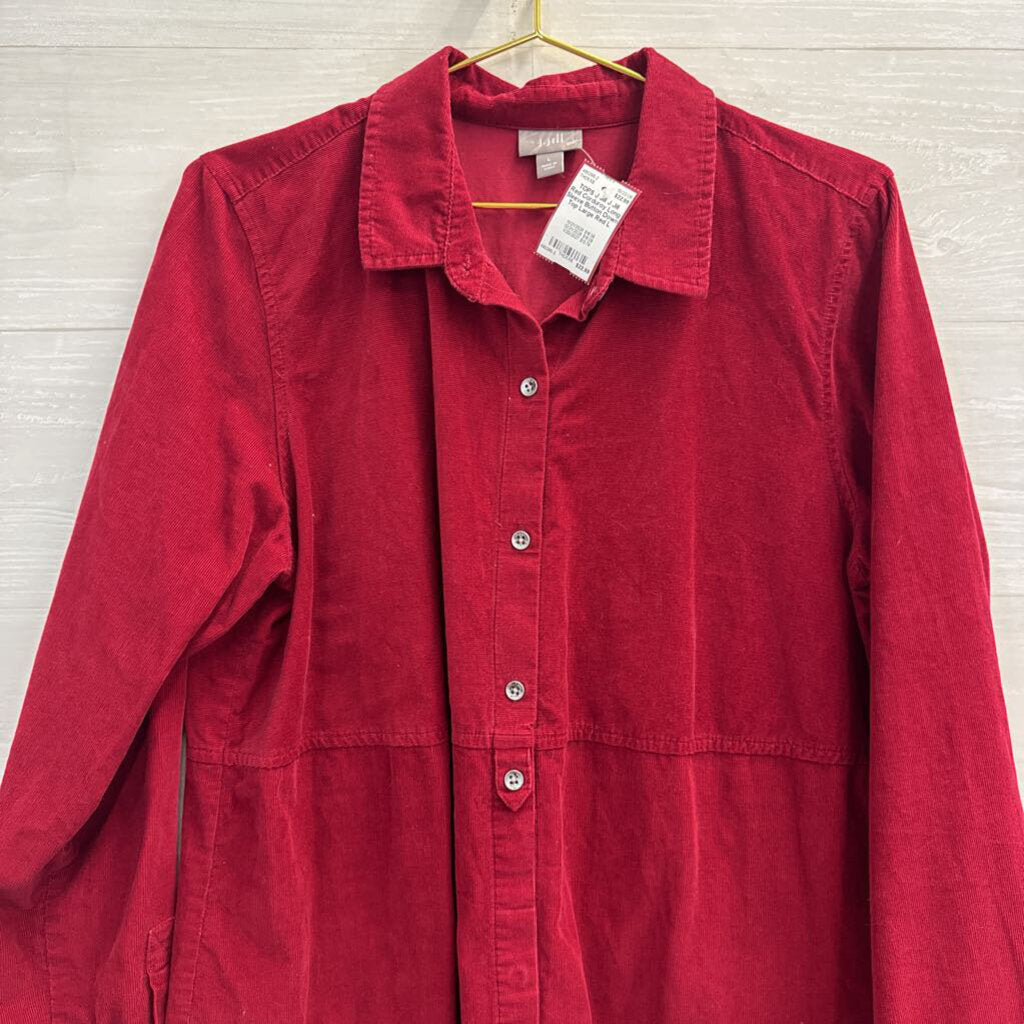J Jill Red Corduroy Long Sleeve Button Down Top Large