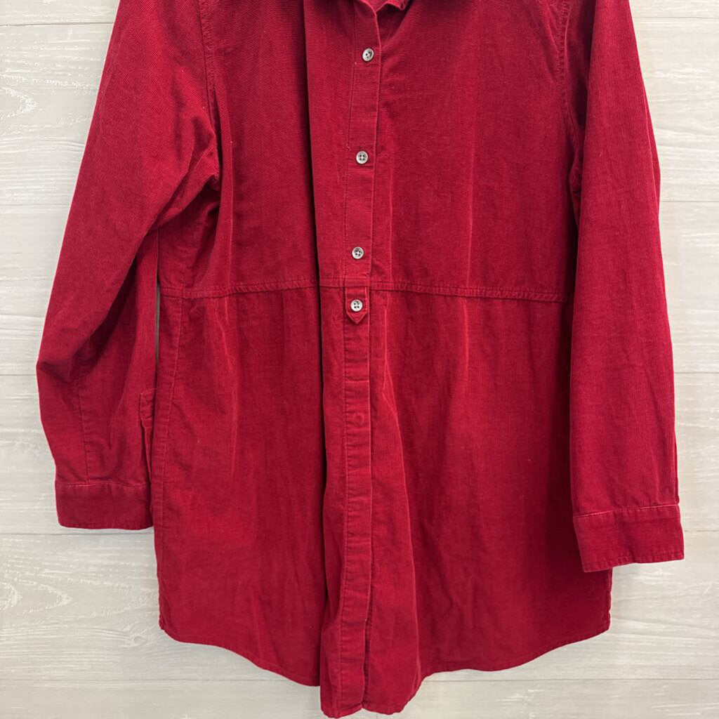 J Jill Red Corduroy Long Sleeve Button Down Top Large