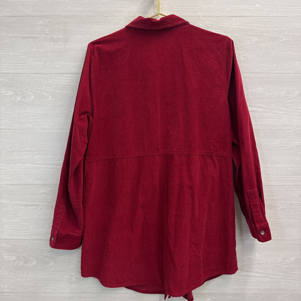 J Jill Red Corduroy Long Sleeve Button Down Top Large